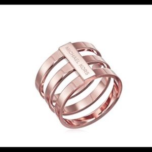 Michael Kors Tri Stack Open Bar Ring Band MK New